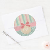 Cute Pastel Polka Dot & Stripes Design ラウンドシール (封筒)