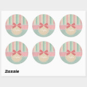 Cute Pastel Polka Dot & Stripes Design ラウンドシール (シート)