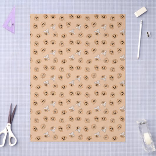 Cute Pastel Pumpkin Halloween Pattern Wrapping Pap 薄葉紙 (クラフト)