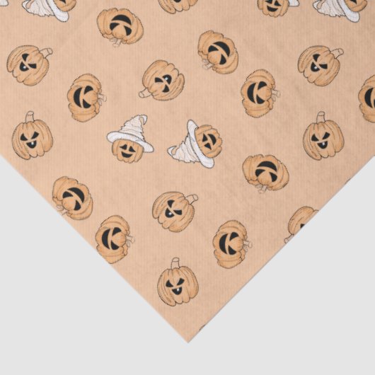 Cute Pastel Pumpkin Halloween Pattern Wrapping Pap 薄葉紙 (詳細)