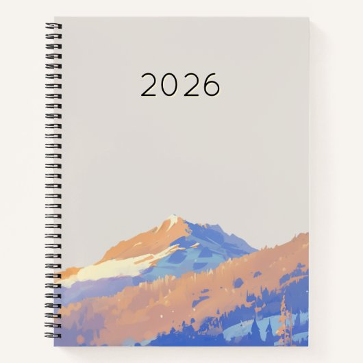 Cute Pastel Purple Minimalist Mountain ノートブック (正面)