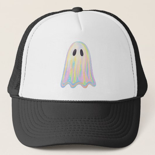 Cute Pastel Rainbow Ghost | Aesthetic Spooky キャップ (正面)