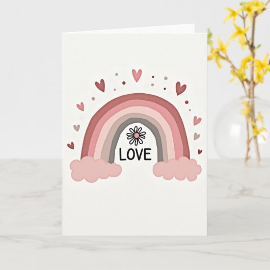 Cute Pastel Rainbow Love Card カード (黄色い花)