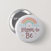 Cute Pastel Rainbow Mom to Be Button 缶バッジ (正面&裏面)