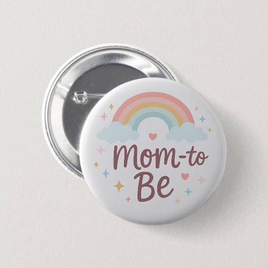 Cute Pastel Rainbow Mom to Be  Button 缶バッジ (正面&裏面)