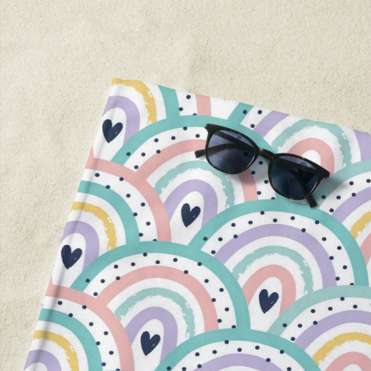 Cute Pastel Rainbow Pattern Beach Towel ビーチタオル (インサイチュ)
