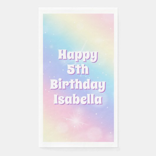 Cute Pastel Rainbow Sparkle Girls Birthday Party (正面)