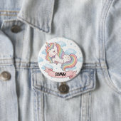 Cute Pastel Rainbow Unicorn Clouds Personalized 缶バッジ (インサイチュ)