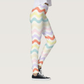 Cute Pastel Rainbow Wavy Lines Colorful Geometric  レギンス (右)