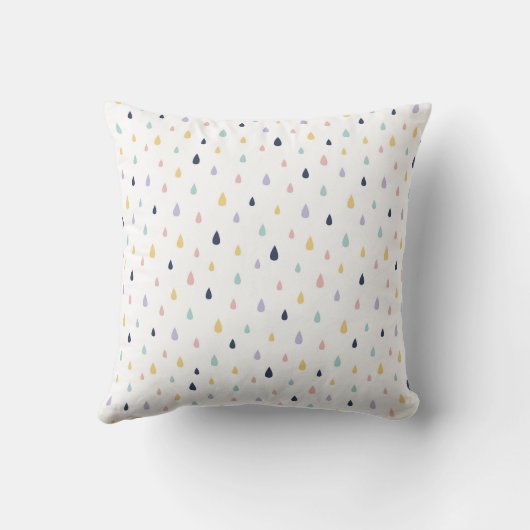 Cute Pastel Raindrops Pattern Throw Pillow クッション (裏面)