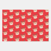 Cute Pastel Reindeer Head ラッピングペーパーシート (正面2)