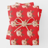 Cute Pastel Reindeer Head ラッピングペーパーシート (インサイチュ)