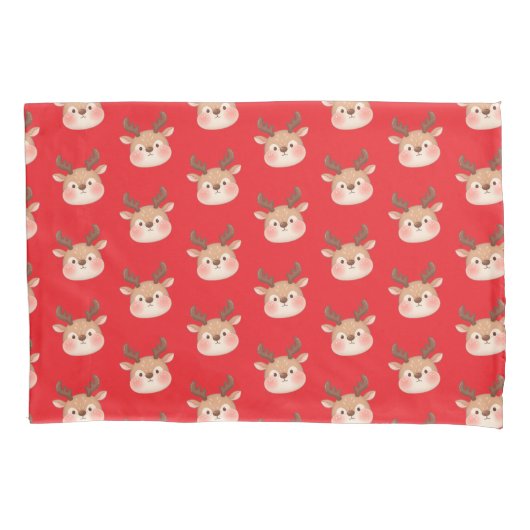 Cute Pastel Reindeer Head 枕カバー (正面)