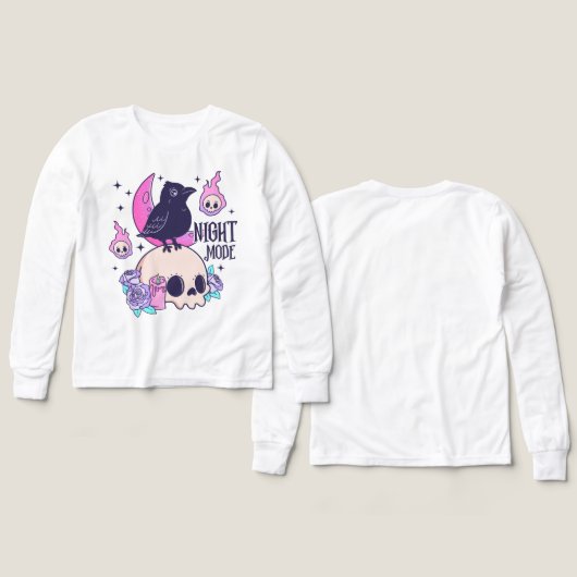 Cute Pastel Skull and Crow Longsleeve (デザイン 正面＆背面)
