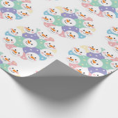 Cute Pastel Snowman Heads Seamless ラッピングペーパー (角)