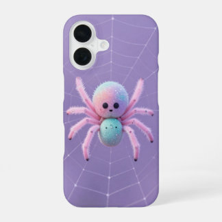 Cute Pastel Spider on Web Halloween Case iPhone 16ケース