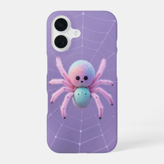 Cute Pastel Spider on Web Halloween Case iPhone 16ケース (裏面)