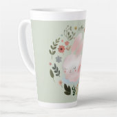Cute Pastel Spring Bunny Floral Wreath Nursery Art カフェラテマグ (左アングル)
