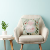 Cute Pastel Spring Bunny Floral Wreath Nursery Art クッション (椅子)