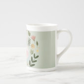 Cute Pastel Spring Bunny Floral Wreath Nursery Art ボーンチャイナマグカップ (右)