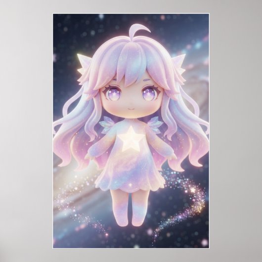 Cute Pastel Star Fairy Art Poster ポスター (正面)
