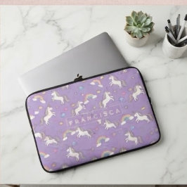 Cute Pastel Unicorn and Rainbow for Kids ラップトップスリーブ