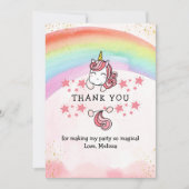 Cute Pastel Unicorn & Rainbow Birthday Thank You   サンキューカード (正面)