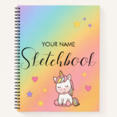 Cute Pastel Unicorn Rainbow Personalized ノートブック (正面)