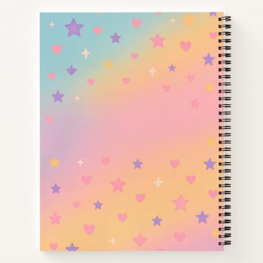 Cute Pastel Unicorn Rainbow Personalized ノートブック (裏面)