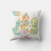 Cute Pastel Watercolor Dinosaurs Birthday クッション (裏面)