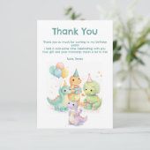 Cute Pastel Watercolor Dinosaurs Birthday サンキューカード (スタンド正面)