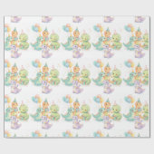 Cute Pastel Watercolor Dinosaurs Birthday ラッピングペーパー (フラット)