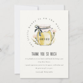 Cute Pastel Watercolor Honey Jar Baby Shower サンキューカード