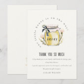 Cute Pastel Watercolor Honey Jar Baby Shower サンキューカード (正面/裏面)