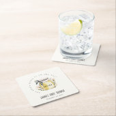 Cute Pastel Watercolor Honey Jar Baby Shower スクエアペーパーコースター (インサイチュ)