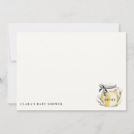 Cute Pastel Watercolor Honey Jar Baby Shower ノートカード