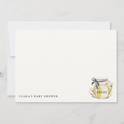 Cute Pastel Watercolor Honey Jar Baby Shower ノートカード (正面)