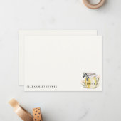 Cute Pastel Watercolor Honey Jar Baby Shower ノートカード (正面/裏面インサイチュ)