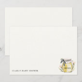 Cute Pastel Watercolor Honey Jar Baby Shower ノートカード (正面/裏面)