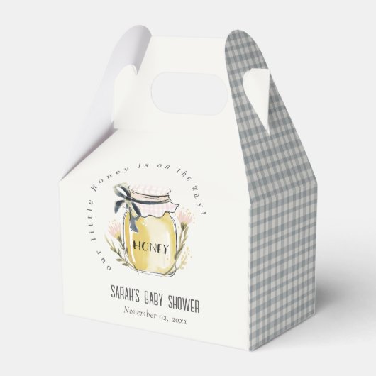 Cute Pastel Watercolor Honey Jar Baby Shower フェイバーボックス (裏面サイド)