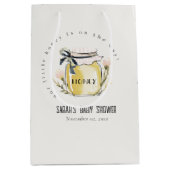 Cute Pastel Watercolor Honey Jar Baby Shower ミディアムペーパーバッグ (正面)