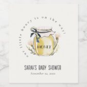 Cute Pastel Watercolor Honey Jar Baby Shower ワインラベル (シングルラベル)