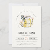 Cute Pastel Watercolor Honey Jar Baby Shower 招待状 (正面)