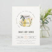 Cute Pastel Watercolor Honey Jar Baby Shower 招待状 (スタンド正面)