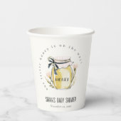 Cute Pastel Watercolor Honey Jar Baby Shower 紙コップ (裏面)
