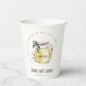 Cute Pastel Watercolor Honey Jar Baby Shower 紙コップ (正面)