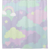 Cute Pastel Whimsical Pattern Fun Girly Cloud  シャワーカーテン (正面)