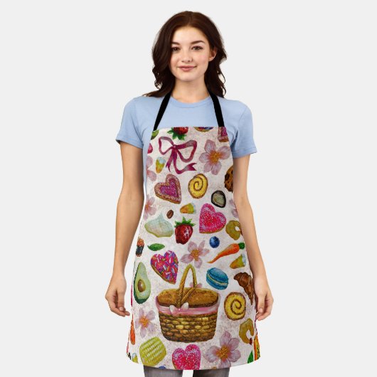 Cute Pastry Confections Sweets エプロン (着用した状態)