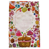 Cute Pastry Confections Sweets ミディアムペーパーバッグ (正面)