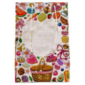 Cute Pastry Confections Sweets ミディアムペーパーバッグ (裏面)